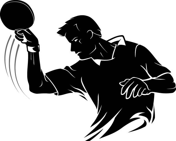 isolated vector illustration of active sport male table tennis player