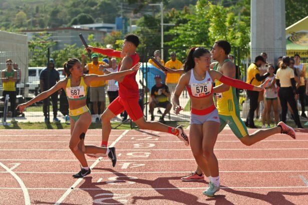 histórica celebración del relevo 4x400 mixto en los campeonatos de relevos de la lai edición 2023. (l. minguela lai)