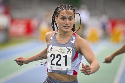 gladymar torres clasifica a la final de los 100 metros de las justas de atletismo lai 2024. miguel rodriguez lai